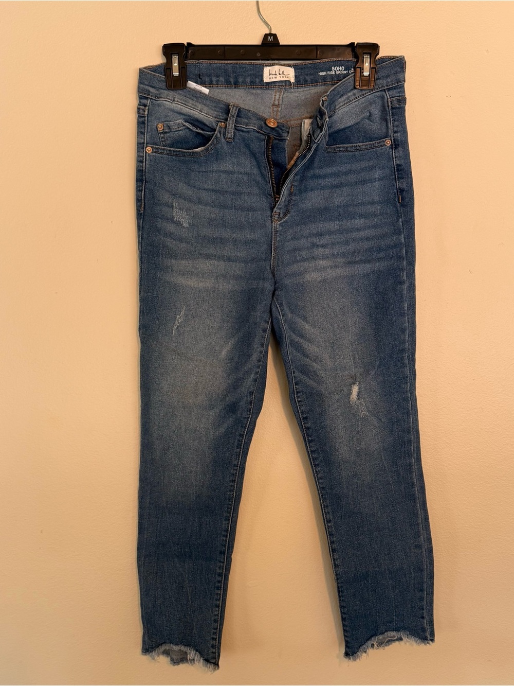 Nicole Miller Blue Distressed High-Rise Skinny Jeans